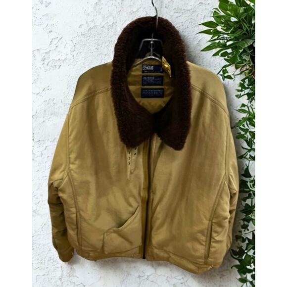 Polo Ralph Lauren B-15 Shearling Collar Down Bomber Flight Jacket Khaki XL VTG - Picture 6 of 10